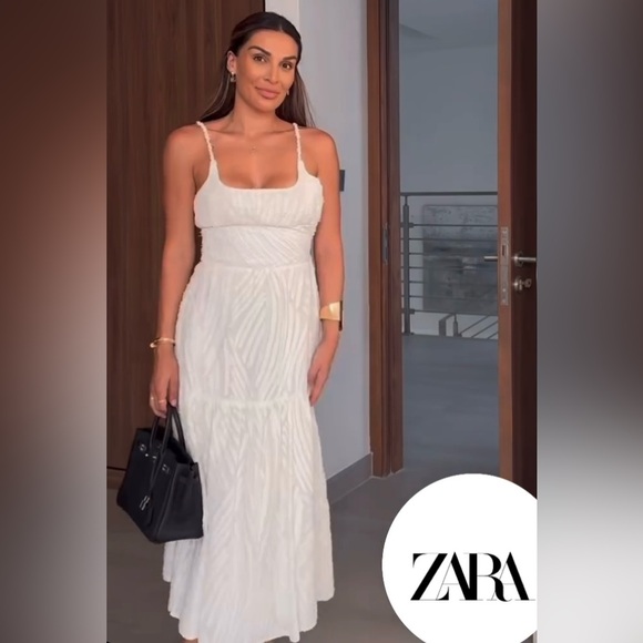 ZARA BLOGGERS’ FAVORITE FRAYED JACQUARD DRESS ZW COLLECTION - Picture 6 of 16